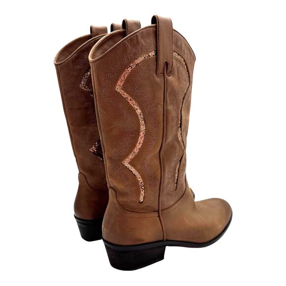 Reba Brown Genuine Leather Western Mid Calf Boots 9.5 M - Picture 5 of 13